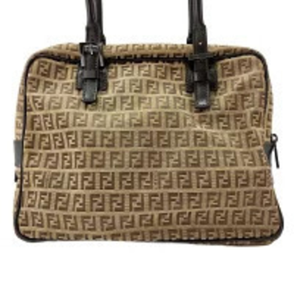Fendi Canvas Zucca Handbag Beige Cream